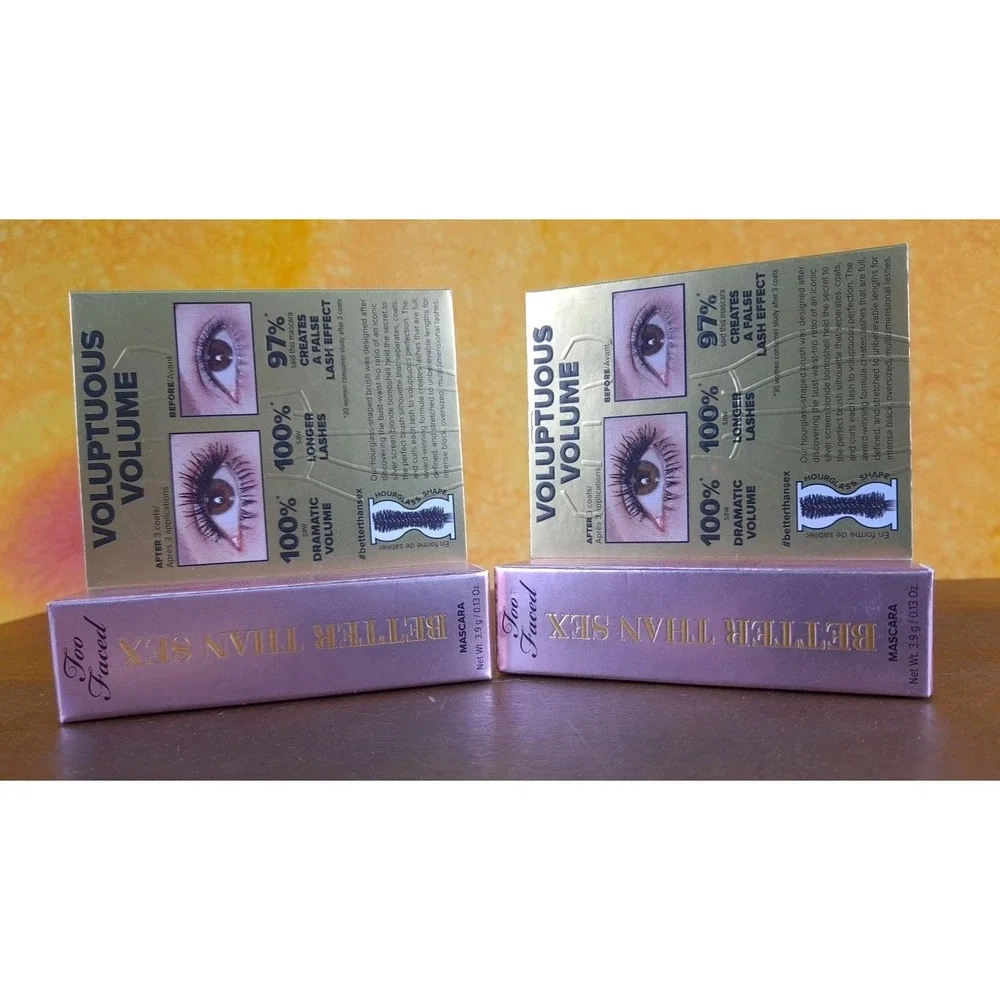Set‎ Of 2 TOO FACED Better Than Sex Mascara Black .13 oz 3.9 g Deluxe Travelsize